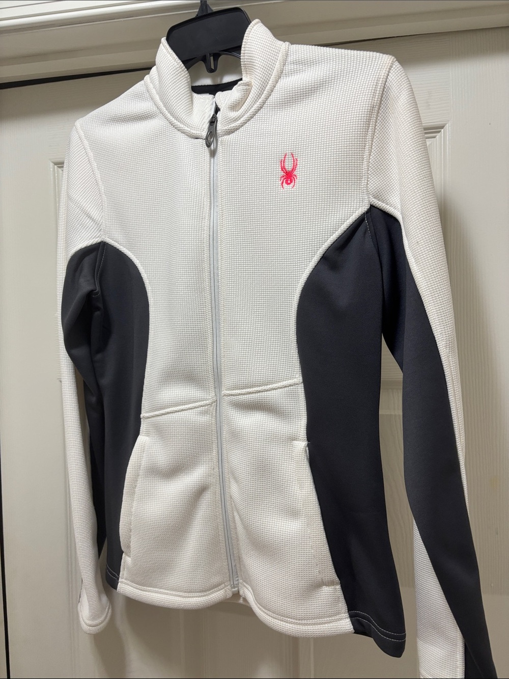 Spyder White Jacket with Black Panels and Pink Logo (NWOT)